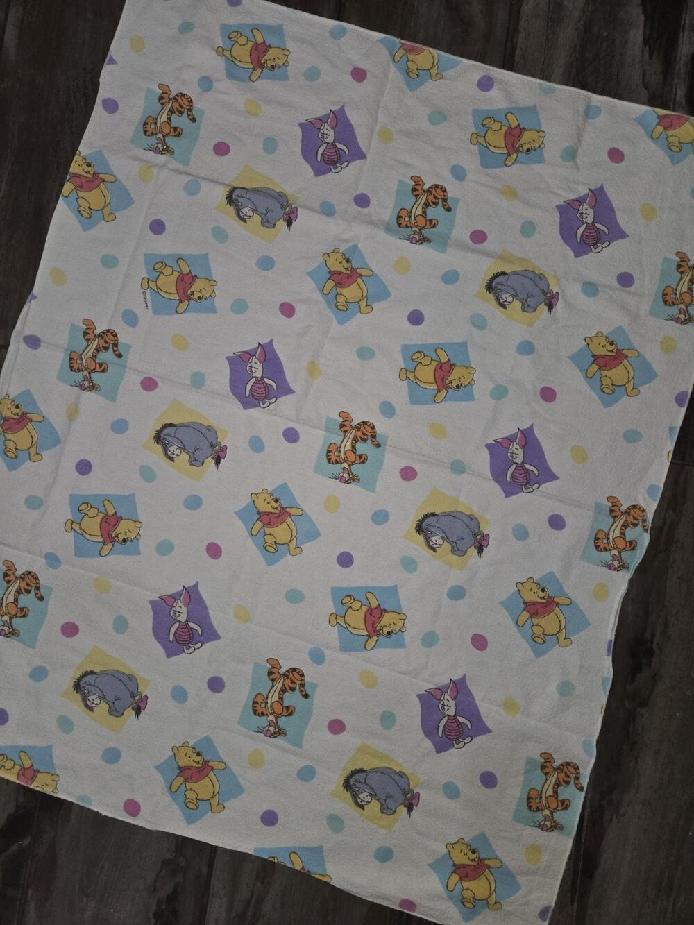 Vintage Disney Winnie the Pooh Receiving Blanket with Tigger Piglet Eeyore 34x27